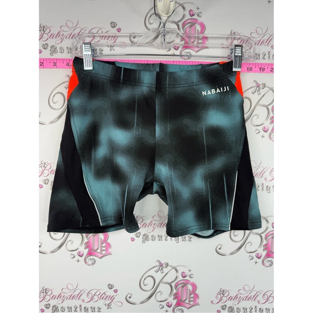 Nabaiji shorts Aqua Resist Swimwear Bottoms in Teal and Black with Orange Accent